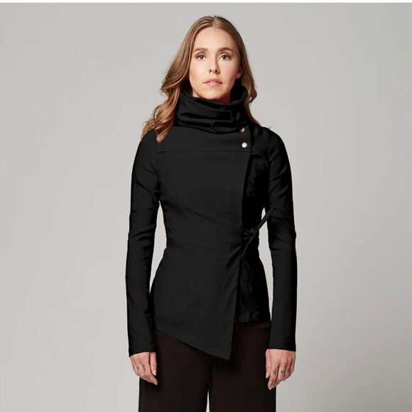 MELOW BY MELISSA BOLDUC ISABEAU HIGH NECK TIE WAIST JACKET IN BLACK - S - Picture 1 of 13